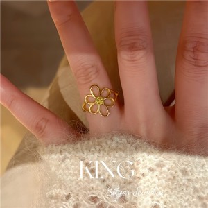 Anillo de Plata S925 con Flor Dorada Pequeña, Chapado en Oro, Joyería de Moda para Mujer, Regalo - Product Image 4