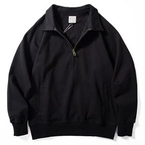 Otoño Ocio Pullover 1/4 Zip Fly Sudadera con cuello de solapa Mezcla de polialgodón Diseño liso a granel - Product Image 2