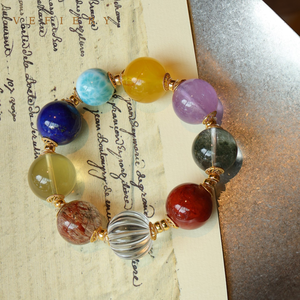 Natural Mixed Crystal Large <b>Beaded</b> Stretch <b>Bracelet</b> with Colorful Gemstones for Women Custom Jewelry Wholesale - Product Image 4
