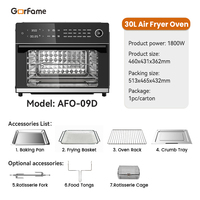 Four à Friture Électrique Numérique à Écran Tactile 30L, 18 Fonctions de Cuisson, Four à Grille-pain Double Vitrage pour la Cuisson et la Rôtissure à Domicile