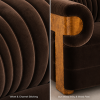 Meubles sur mesure de luxe pour salon, canapé deux places en velours, canapé Chesterfield modulaire en bois de palisander.
