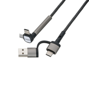 1M Durable Nylon Braided 4 in 1 <strong>Usb</strong> <strong>Phone</strong> Holder Charger Cable Two <strong>Input</strong> Micro 8 Pin Type c Fast Charging Data Cable with Stand - Product Image 2