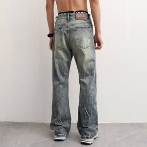 A24AZ-W615/Starry <span class=keywords><strong>Sky</strong></span> Jeans Rotos con Pedrería, Estilo Desgastado, Corte Recto Holgado para Hombre, Marca de Moda de Gama Media-Alta, Retro - Product Image 4