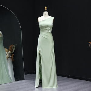 mixed bridal bridesmaid dresses Zapaka Women Sage Green Bridesmaid Dress One Shoulder Satin Ruched Sheath  Long Wedding Guest Dress – ZAPAKA