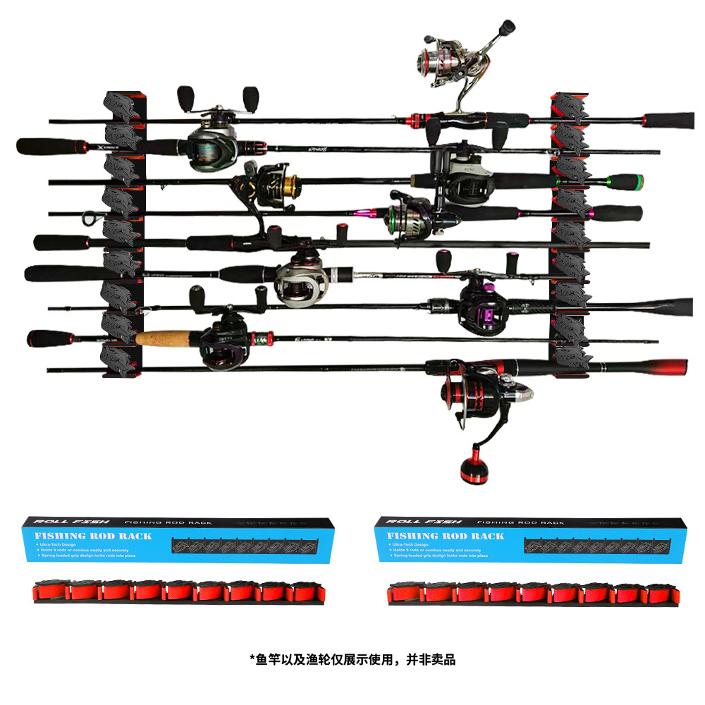Two red 9-hole fishing rod holders