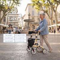 Déambulateur pliant léger Relaxsmith AR2025-Y avec siège et sac, aide à la mobilité stable, certifié CE Classe I, OEM