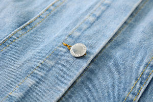 <span class=keywords><strong>Giacca</strong></span> Bomber Vintage Primaverile Blu da Donna in Jeans Strappato Traspirante <span class=keywords><strong>con</strong></span> Decorazioni in Paillettes Lunghezza Lunga - Product Image 3