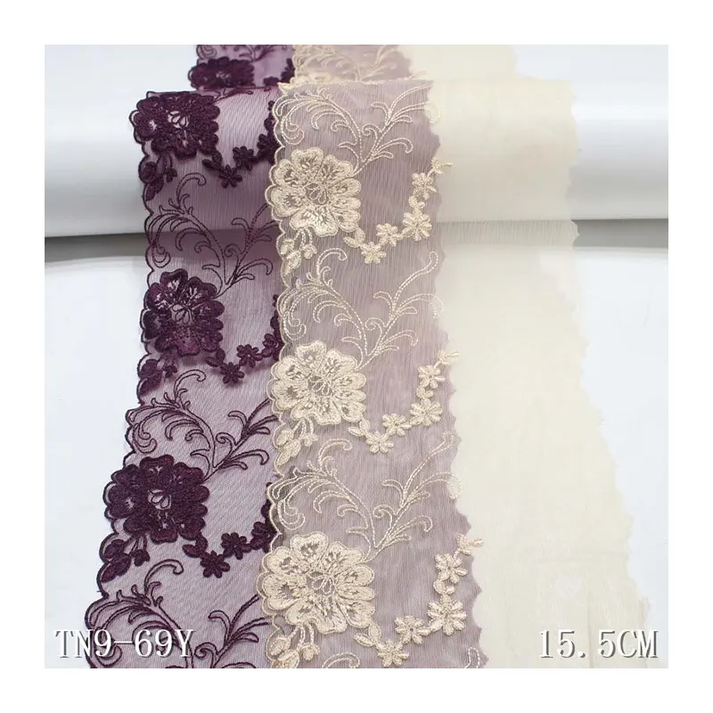 Женское белье, нижнее белье, кружевная ткань 16 см, эластичная сетчатая Цветочная вышитая кружевная отделка