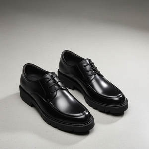 <span class=keywords><strong>Scarpe</strong></span> Oxford Formali da <span class=keywords><strong>Uomo</strong></span> con Rialzo Invisibile, in Vera <span class=keywords><strong>Pelle</strong></span> di Vacchetta, Allacciate, Punta Tonda, Nere, 10CM - Product Image 2