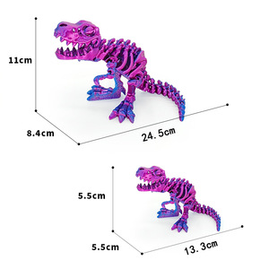 Modèle articulé imprimé en 3D, couleurs personnalisées, dinosaure jouet, squelette fossile de Tyrannosaure avec base, cadeau - Product Image 5