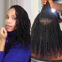Capelli Umani Brasiliani Ricci Voluminosi Remy per Dreadlock, Capelli Sintetici Intrecciati a Macchina per Treccine all'Uncinetto