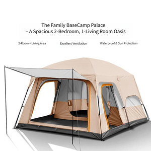 Carpa Familiar Oxford para Acampar al Aire Libre, 2 Habitaciones y 1 Sala de Estar, con Diseño Espacioso y Transpirable, Protección Contra Sol, Lluvia y Viento, Portátil, Doble Capa - Product Image 2