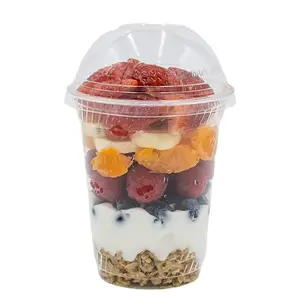 12oz biyobozunur Compostable PLA suyu soğuk içecek bardak kubbe kapaklı