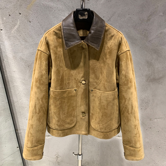 New Coming Autumn Jackets Real Sheep Leather Outerwear Suede Camel Leather Blazer Jacket
