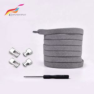 Tali Sepatu Keren Desain Ujung Silikon Bintik, Tali Sepatu Kain Elastis dengan Gesper Logam - Product Image 5