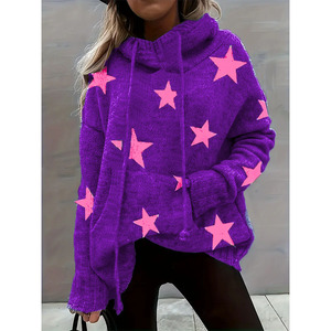 Nhà Sản Xuất Tùy Chỉnh Aka Sorority Cộng Với Kích Thước Áo Len Của Phụ Nữ Cộng Với Sao In Dài Tay Áo Dây Kéo Áo Len Với Túi - Product Image 5
