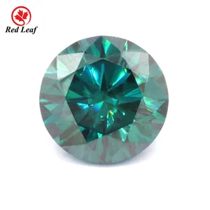 Redleaf wholesale loose gemstone synthetic stone round diamond Cut emerald green color vvs moissanite