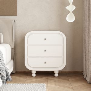 High Quality Modern Farmhouse <b>White</b> Solid Wood Nightstand with Storage <b>Drawer</b> for <b>Bedroom</b> Living Room Apartment - Product Image 3