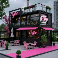 Restaurant en conteneur préfabriqué avec aménagement multifonctionnel, comptoir de bar et salle à manger privée