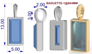 จี้ห้อยคอรูปตัวบาแกตต์ชุบทองขนาด13มม. สำหรับเป็นของขวัญเดือนเกิด - Product Image 6