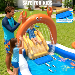 Hot Sale Colorful <b>Large</b> PVC <b>Inflatable</b> Splash Pool with Water Slide and Sprinkler 120x70x50 for Children MAKE WAVES - Product Image 5