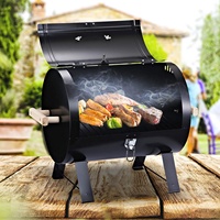 Barbecue au charbon de bois moderne et haut de gamme, mini fumoir avec structure en fer et acier, foyer latéral, portable pour l'extérieur