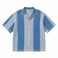 Vente en gros de chemises pour hommes de haute qualité avec logo personnalisé, tricotées, col rabattu, patchwork, crochet, tissu personnalisé, été, décontractées