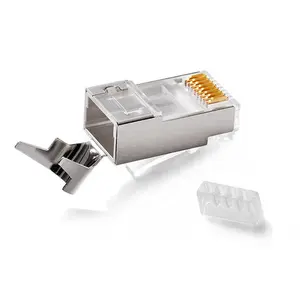 Conector modular escudo de rede ethernet, melhor marca rede de metal 22 23 24awg gato 6 a 6a cat7 escudo 8p8c gato 7 rj45