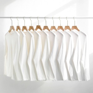 T-shirt <span class=keywords><strong>Bianca</strong></span> in Cotone 230g a Maniche Lunghe Stile Giapponese per Uomo <span class=keywords><strong>e</strong></span> Donna, <span class=keywords><strong>Maglietta</strong></span> Larga Neutra - Product Image 2