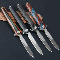 Acier au carbone chirurgical amovible Bochen # Couteau pliant à 60 lames, manche G10, couteau utilitaire de poche, lame interchangeable, 3 lames supplémentaires
