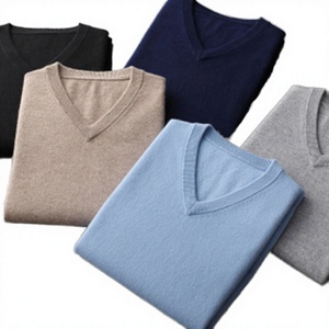 Pull-over décontracté épais en laine mérinos 100% pour homme, col en V, anti-rides, avec logo personnalisé OEM - Product Image 4
