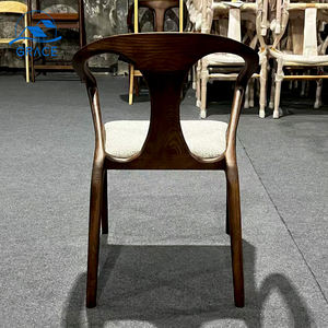 Silla de Comedor de Diseño Original Vintage de Lujo con Marco de Madera Color Nogal, Asiento de Tela y Cuero PU para el Hogar - Product Image 5