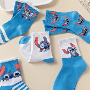 Beliebte Cartoon-Tier-Knöchelsocken Blaue Mittelhohe Socken für Mädchen und Schüler - Product Image 4