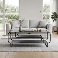 Table basse en métal à 3 niveaux, design minimaliste, table d'appoint pour salon, table de rangement multi-usages