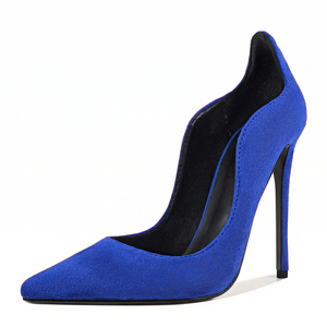 Escarpins Femme Couleur Unie Sexy à Bout Pointu Talons Aiguilles Fins Chaussures Habillées en Daim à Coupe Spéciale Grande Taille 47 - Product Image 3