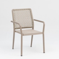 Chaises de salle à manger en rotin d'extérieur modernes avec table ronde à piétement blanc pour jardin, patio, balcon (C724)