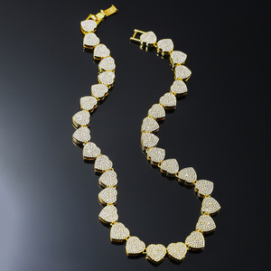 Collar Cubano con Forma de Corazón y Diamantes, Pulsera Hip Hop, Collar Lijing de Moda Hipster Tanjing - Product Image 2