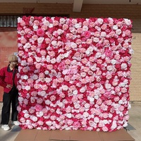 Décoration murale de fleurs artificielles MSFAME pour mariage, toile de fond enroulable 5D 8x8, mur de fleurs roses