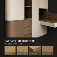 Armoire d'angle avec bibliothèque à bords arrondis et bureau flottant, meuble de rangement en forme de L pour chambre et bureau, éclairage LED, mobilier sur mesure