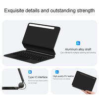 Casing Keyboard Magnetik Terapung Laudtec dengan Lampu Latar, Penutup Keyboard Nirkabel Kontrol Cerdas Untuk Samsung Tab S9 FE Plus