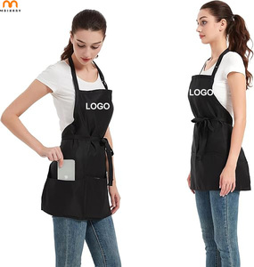 Tabliers imperméables avec logo personnalisé pour femmes avec 3 poches Tabliers lavables en machine pour la cuisine Tablier de <span class=keywords><strong>chef</strong></span> pour hommes Salon de coiffure Serveur - Product Image 1