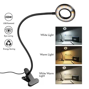 USB Flexible Gooseneck LED Clamp Reading Book Bed Laptop Task Night Lighting Clip On Table Desk Light Lamp