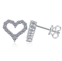 Boucles d'oreilles clous en argent sterling 925 avec moissanite, petites boucles d'oreilles clous en forme de cœur, minimalistes, pour femmes