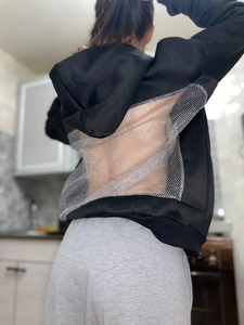 <span class=keywords><strong>Sweat</strong></span>-shirt à <span class=keywords><strong>capuche</strong></span> pour <span class=keywords><strong>femme</strong></span>, décontracté, à manches longues, pull-over, style américain, <span class=keywords><strong>sweat</strong></span>-shirt à manches longues en maille ajourée pour <span class=keywords><strong>femme</strong></span>. - Product Image 4