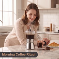 Cafetière Moka en acier inoxydable compatible induction avec pot de cuisson en verre transparent, idéale pour le voyage et le bureau, personnalisable avec logo