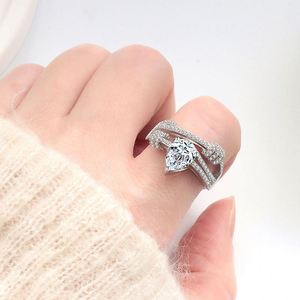 Women's Jewelry <b>Ring</b> Silver Plated Diamond Band <b>Ring</b> Layers Zircon <b>Ring</b> <b>Adjustable</b> Diamond <b>Ring</b> Jewelry - Product Image 2