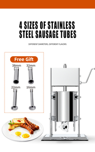 Horus 3L/5L/7L/10L/15L Poussoir à Saucisses Vertical Manuel 10L avec 4 Tubes d'Injection en Acier Inoxydable pour Petits Restaurants - Product Image 2