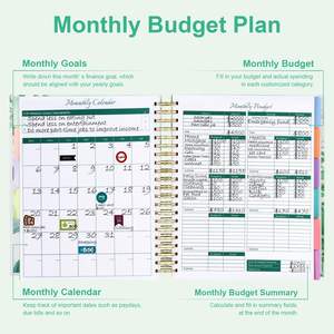 맞춤형 디자인 월간 재정 플래너 오거나이저 날짜 없는 스파이럴 예산 지출 추적기 포켓 포함 예산 플래너 - Product Image 6