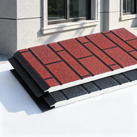 Matériaux de construction, panneau sandwich en métal isolé en PU, motif brique rouge et charbon de bois, stock d'usine en gros