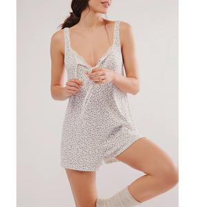 <span class=keywords><strong>Mujer</strong></span> 2025 verano transfronterizo nuevo para <span class=keywords><strong>Amazon</strong></span> fresco pequeño Floral sin mangas Siaman <span class=keywords><strong>pijamas</strong></span> Casual cintura elástica tela <span class=keywords><strong>de</strong></span> punto - Product Image 6